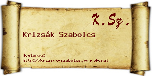 Krizsák Szabolcs névjegykártya